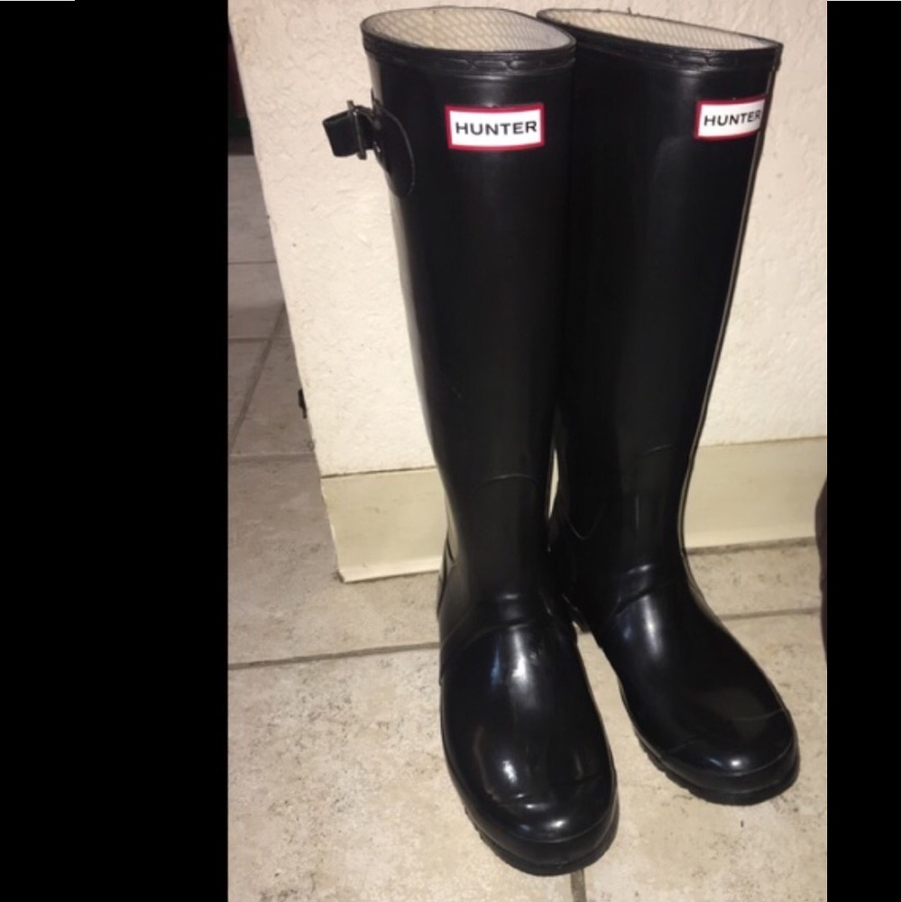 Hunter Original Gloss Tall Black Rain Boots - Picture 2 of 12
